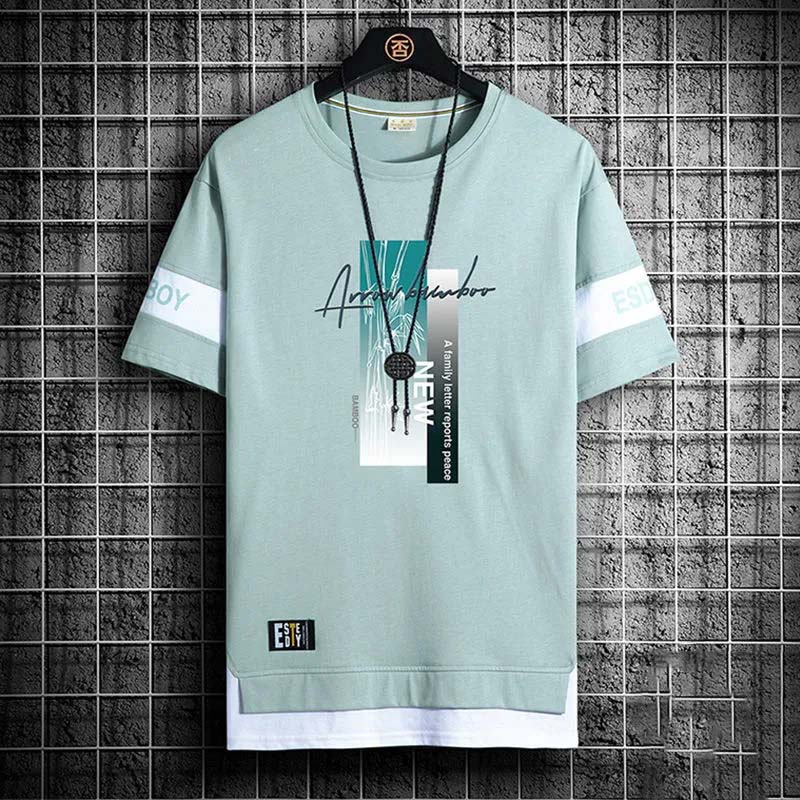 Summer Thin Short-sleeved Printed Round Neck Casual All-match Men's Shirt Men's Inner Shirt Loose T-shirt