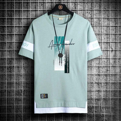 Summer Thin Short-sleeved Printed Round Neck Casual All-match Men's Shirt Men's Inner Shirt Loose T-shirt