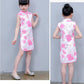 Children Dress Children's Tang Suit Girls Summer Thin Dress Cheongsam Printed Floral Cheongsam Chinese Style Sleeveless Dress