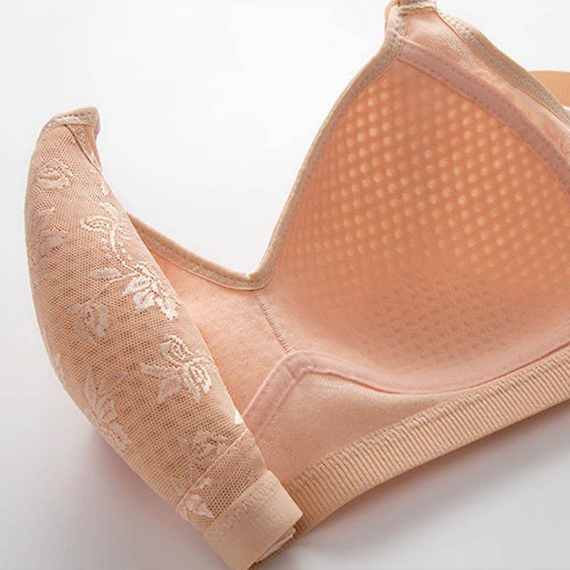 Ladies Full Cup Gathering No Steel Rings No Sponge Hollow Out Design Large Size Side-closing Stereotype Adjustable Anti-glare Anti-sagging Bra