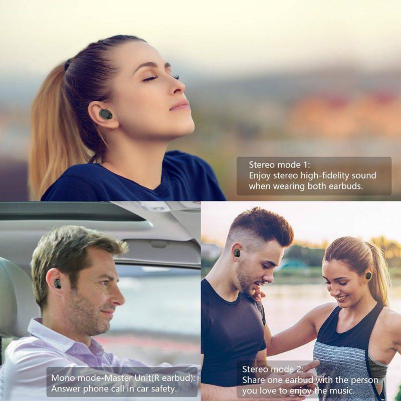 Wireless Bluetooth 5.0 Earphones TWS Wireless Headphones 360 Rotation Stereo Headset With Microphone