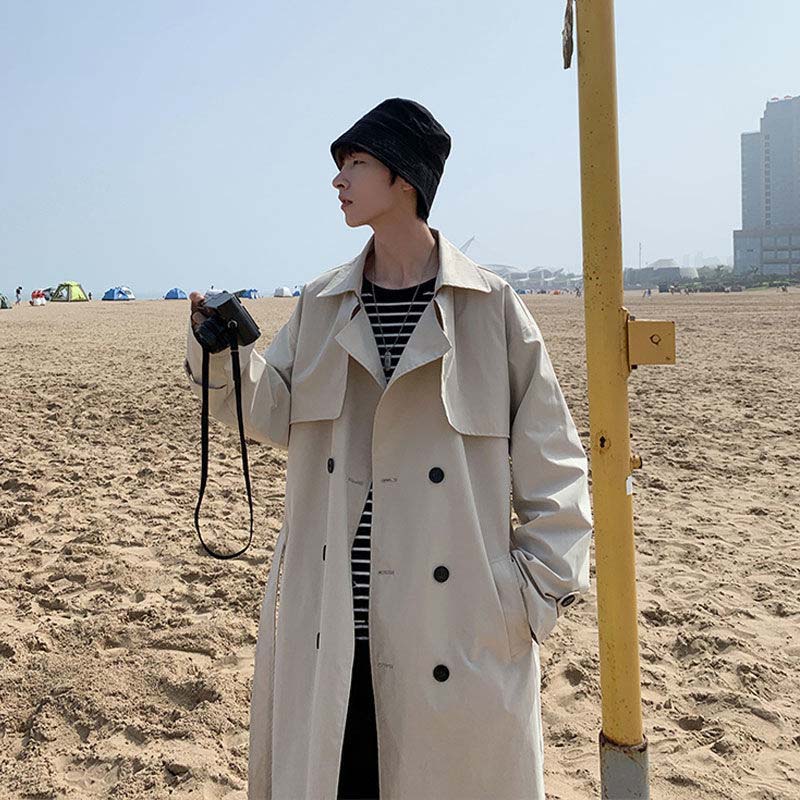 Autumn and Winter Loose Windbreaker Men's Mid-length Coat Jacket Casual Loose Top