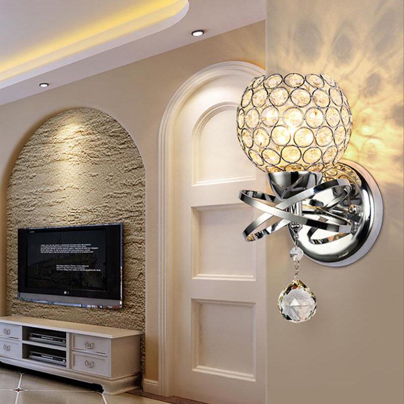 LED Crystal Wall lamp Wall  Light Creative Bedroom Bedside Wall Lamp Crystal Lights Gold/Sliver