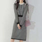Sweater Dress Women's Plaid Pullover Knit Dress Korean Waist Trending Sweater Dress Autumn and Winter Lady Style Fashion