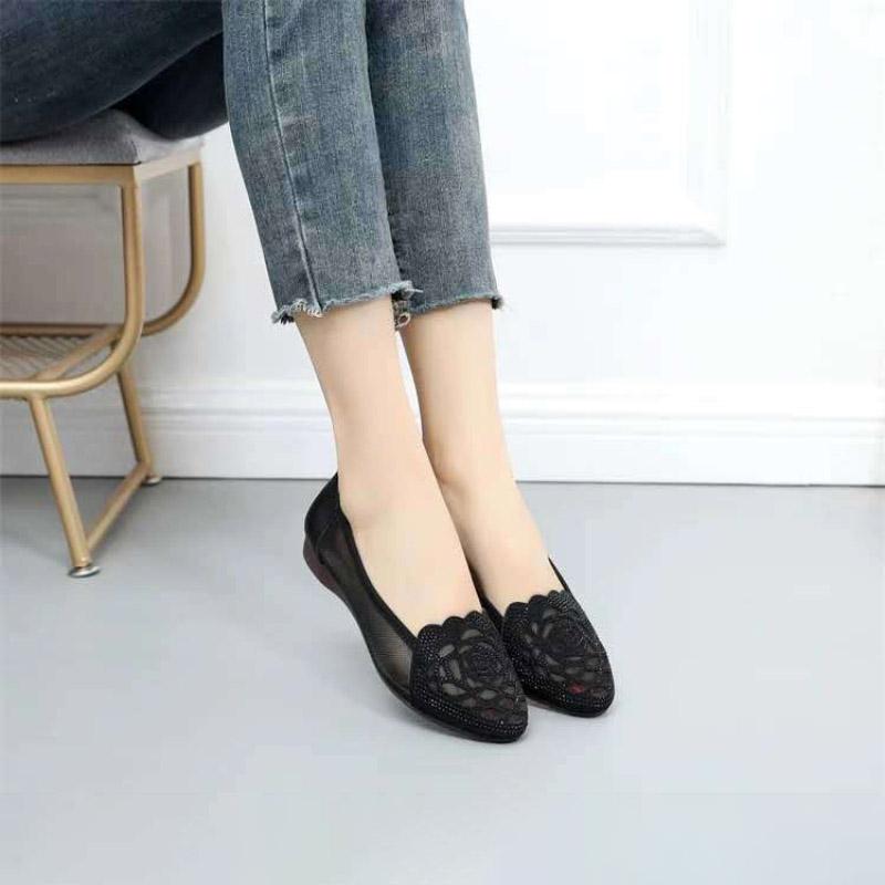 Mesh Sandals Women Summer All-match Comfortable Soft Sole Large Size Women's Shoes Flat Hollow Single Shoes