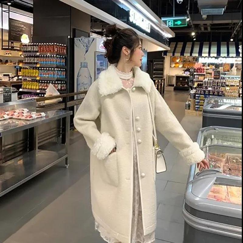 Lapel Lamb Velvet Jacket Winter Korean Version Loose Plus Velvet Thick Warm Loose Large Size Coat