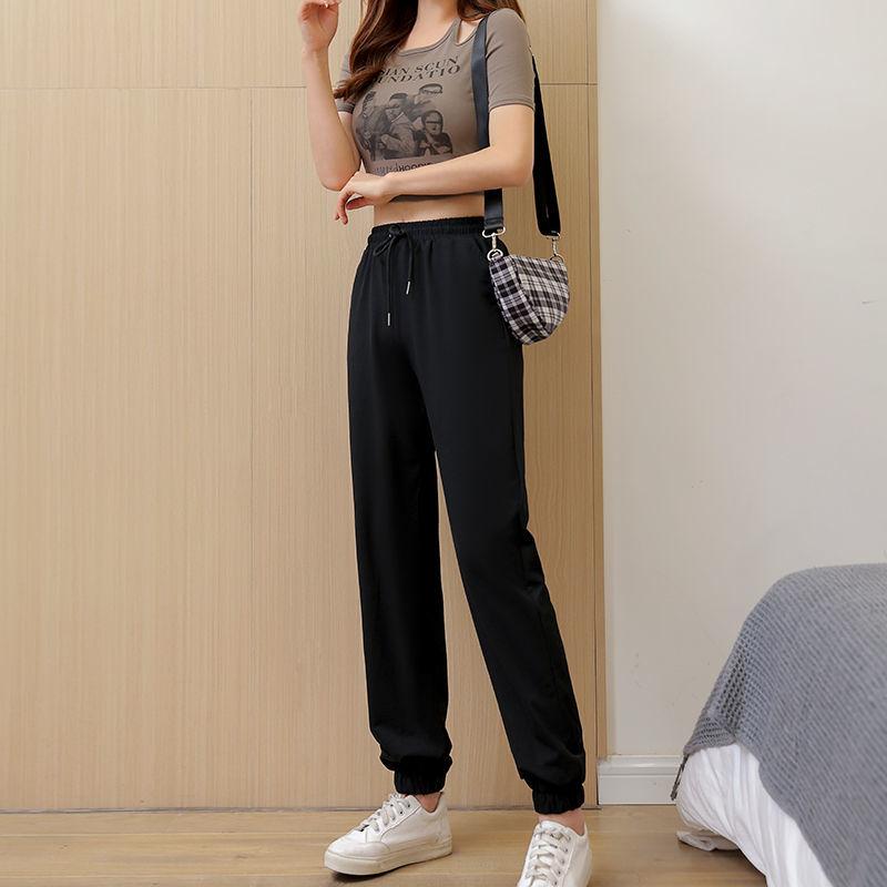 Gray Sweatpants Women's Trousers Spring and Summer Thin Spring and Autumn Casual Black Nine-point Loose-fitting Trousers