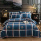 Four Seasons Simple Embroidery Four-piece Household Thickening Brushed Duvet Cover Dormitory Bedding Set