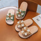 Girl's Summer Slippers Girl's Soft Sole Anti-slip Slippers Indoor Flower Decoration Shower Casual Light Flat Slippers