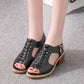 Thick Heel Sandals Female Summer Flat Bottom Korean Students Wild Fish Mouth Retro Princess Mid-heel Female Shoes