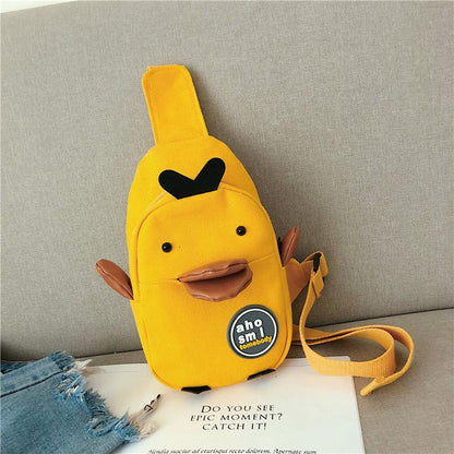 Cute Unisex Children Canvas Sling Bag Outdoor Travel Boy Girl Shoulder Bag Home Supplies Crossbody Chest Bag for Gift