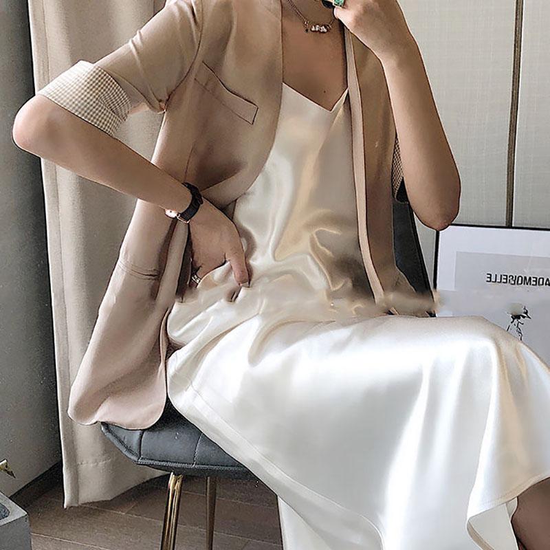 Sexy A-line Skirt Female Long Pajamas Skirt Spring and Summer Korean Style Temperament Satin Satin Dress
