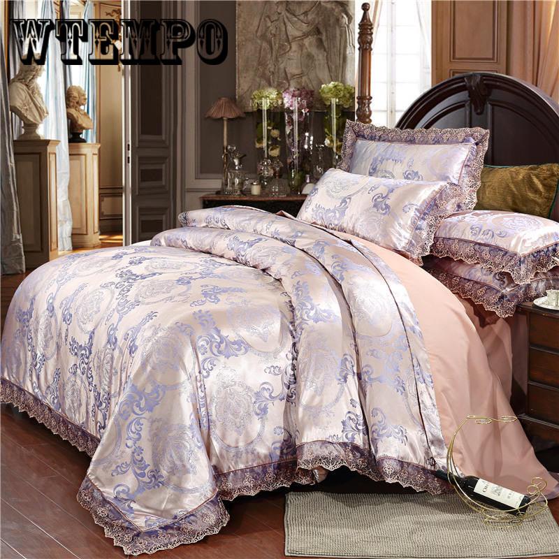 Bed Set Jacquard Home Textile Bedding Set Luxury Duvet Cover Bedclothes Bed Linens King Queen