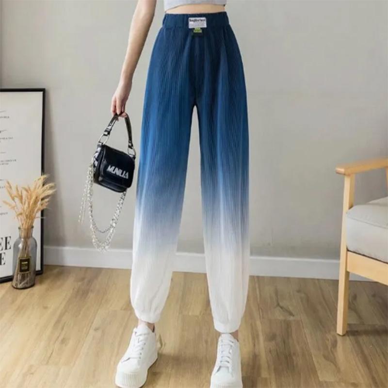 Gradient Color Design Sense Leggings Ice Silk Drape Women's Pants Summer Loose Thin Casual Sports Pants