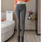 Autumn and Winter Plus Velvet Thick Black Outer Wear Tight-fitting Threaded Bottoming Pants Women's Thin High-waist Warm Cotton Trousers