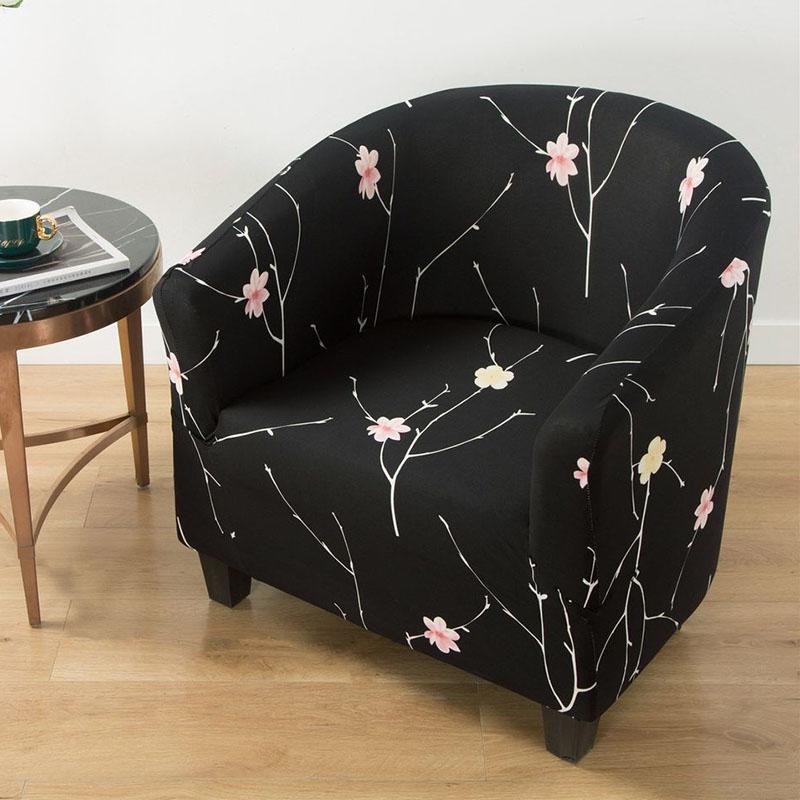 Club Chair Slipcover Stretch Armchair Covers Printed Tub Chair Cover Sofa Cover Spandex Couch Covers for Bar Counter Living Room