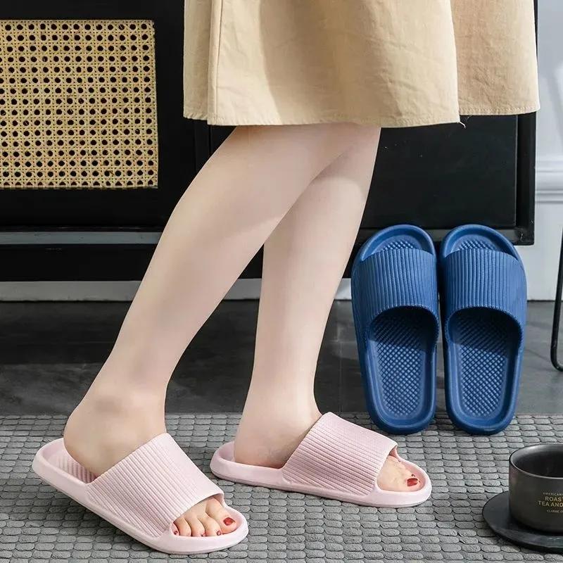 Unisex Stepping on Shit Slippers Ladies Summer Home Non-slip Bathroom Bath Couple Slippers Sandals and Slippers Men Outer Wear Light Flip Flops