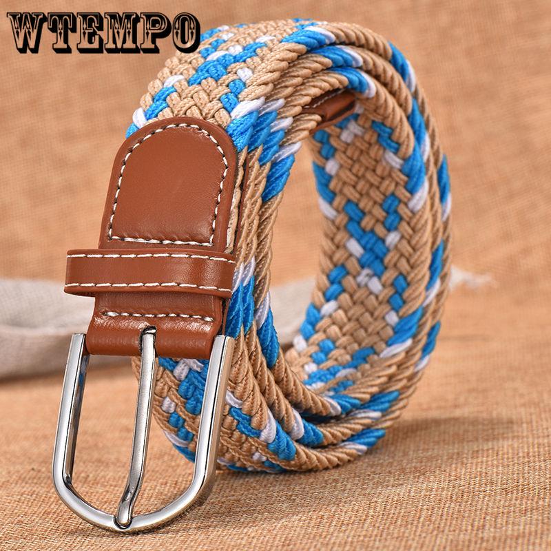 Men and Women Elastic Casual Student Belt Fashion Wild Woven Canvas Buckle Stretch
