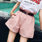 WTEMPO Women Ruffled Waist Suit Trousers Shorts Spring and Summer Casual Loose A-line Wide-leg Pants