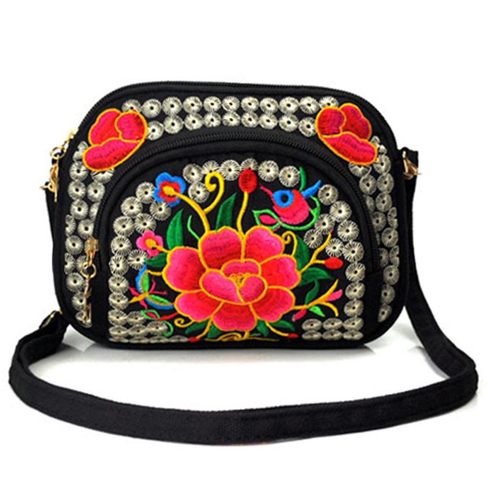 Embroidery Floral Women Messenger Bag Hmong Vintage Chinese National Style Crossbody Sh