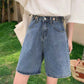 Five Points Denim Shorts Women's Summer High Waist Loose Wide Leg Pants