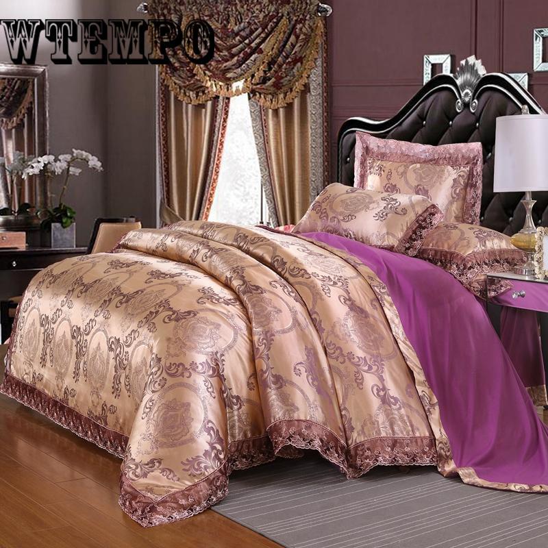 Bed Set Jacquard Home Textile Bedding Set Luxury Duvet Cover Bedclothes Bed Linens King Queen