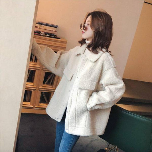 Autumn and Winter Casual Lamb-like Thickened Loose Cashmere Coat Women's Furry Jacket