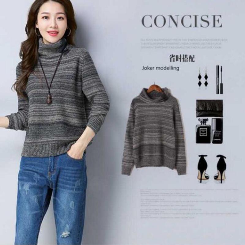 Pofulove Women turtleneck Sweater Pullover Long Sleeve Plus Size loose thick Knit Sweaters jumpers