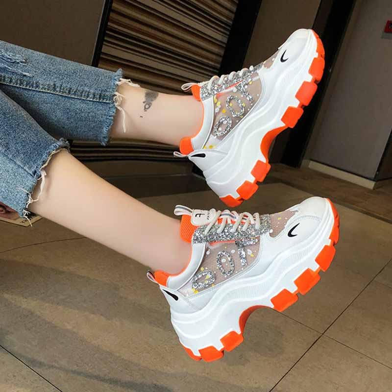 Plus Size 35-40 Summer Women Mesh Sneakers Students Breathable Running Basketball Shoes Shockproof Non-slip Heighten Shoes