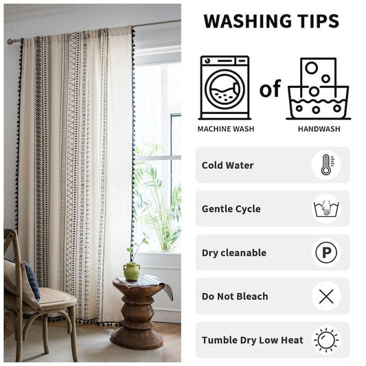 Living Room Curtain, Bedroom Curtain, Boho Curtains, Wrinkle Free Curtain Decoration for Cotton Linen, Linen Curtains