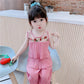 2Pcs Fashion New Toddler Summer Suit Solid Color Ribbed O-Neck Tops+Elastic Waist Shorts Outfits for Girls
