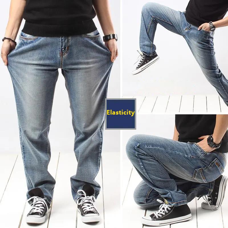 Autumn Thin Loose Large Size Jeans Fat Trousers Stretch Comfortable Men's Trousers