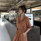 Casual Sashes A Line Women Dress Ladies Lapel Party Dress Summer Elegant Long Dress Shirt Dress