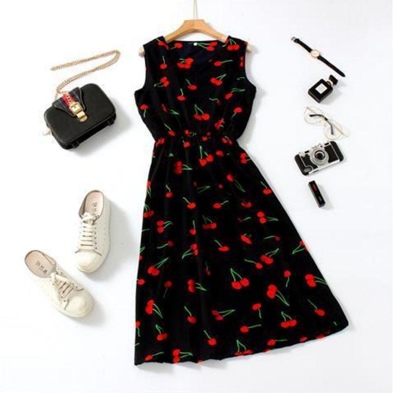 Sweet Floral Chiffon Dress Women's Mom Maternity Wear Student Wear Fairy Skirt