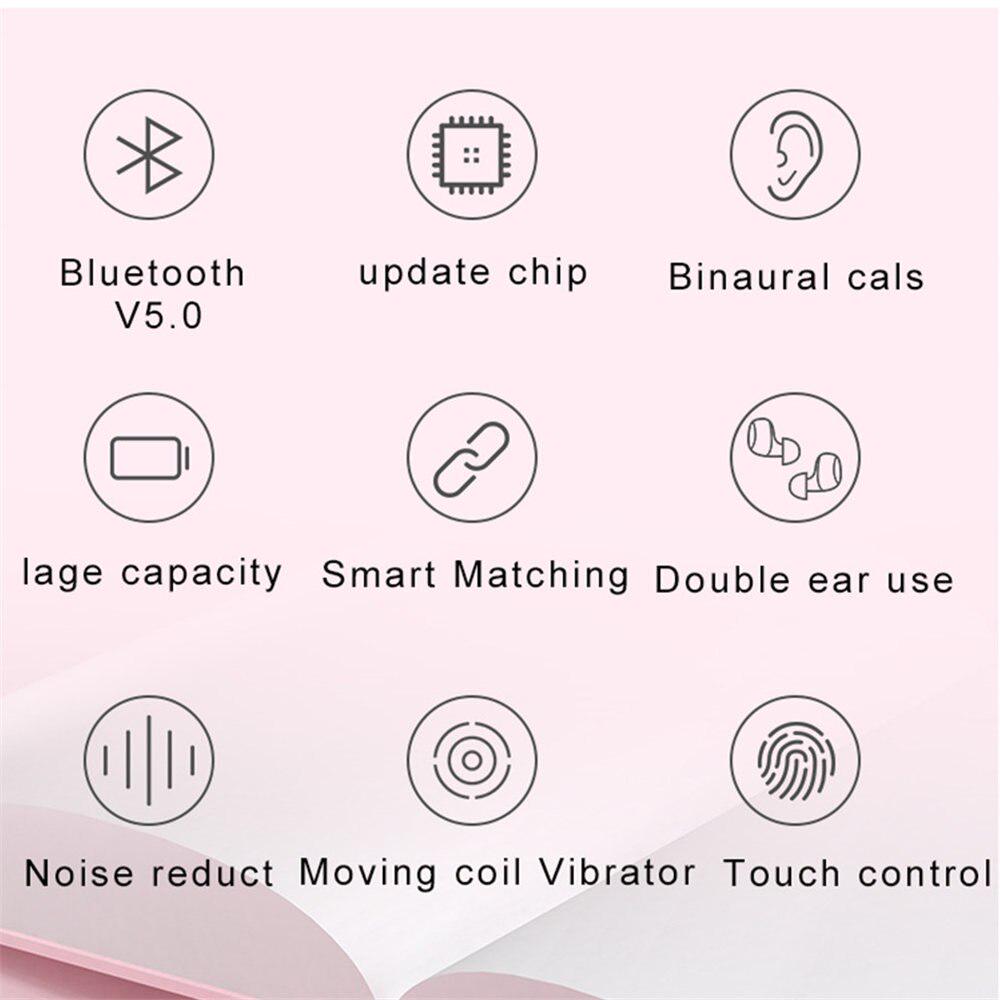 5 Color Optional 3D Stereo Headset TWS Bluetooth 5.0 Headphone with Mic Handsfree with Charging Case