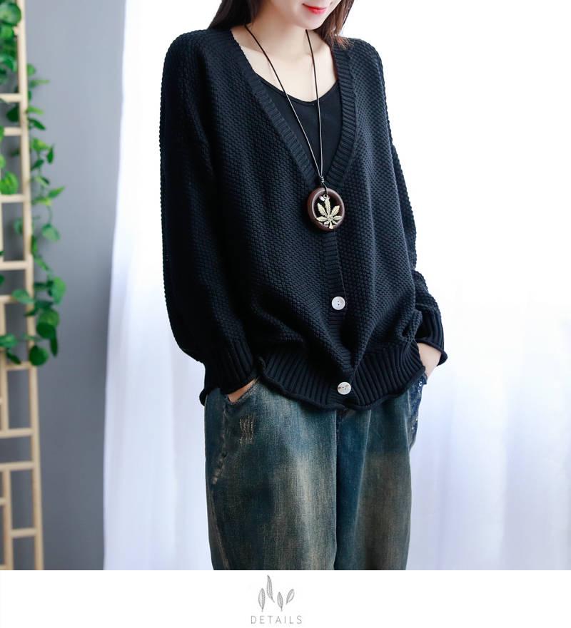 Women Sweater Chunky Knitted Cardigan Loose Single-breasted Solid Color Knit Cardigan Sweater Coat