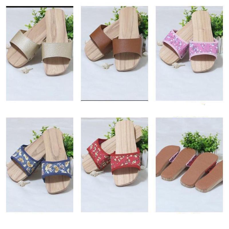 Wooden Slippers Women Clogs Men and Women Couple Models Sandals Bottom Indoor Bathroom Wooden Shoes