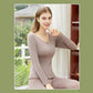 Women Winter Autumn Thermal Underwear Plus Velvet O-neck Female Tight Suit Thicken Windproof Comfortable Soft Lining Long Sleeve High Elasticity Slim