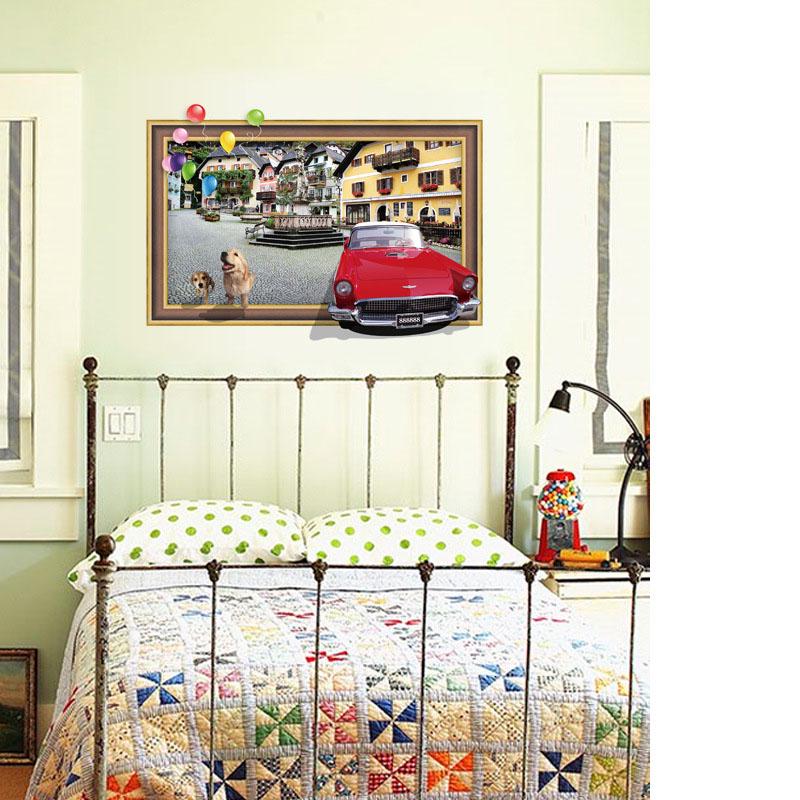 [Wall sticker ]Cartoon 3d City Landscape Wall Stickers For Kids Rooms Nursery Baby Children Bedroom