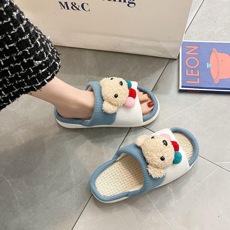 Four Seasons Linen Slippers Thick Bottom Non-slip Home Casual Cotton Linen Floor Slippers