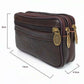 Men's Leather Horizontal Pockets Mobile Phone Waist Bag Wearing Belt Double Mobile Phone Purse Convenient Small Bag