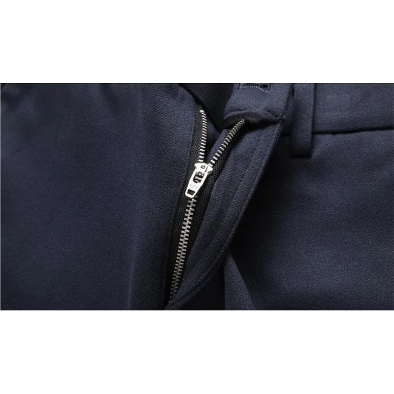 Men's Casual Pants Loose Straight-leg Bussiness Trousers Pants Autumn Winter Thick High-waist Stretch and Fleece Trousers Solid Outdoor Long Pants