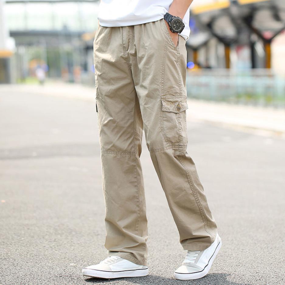 Summer Thin Straight Overalls Men's Large Loose Outdoor Casual Pants Multi Pocket Long Pants