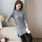 Mid-length Knitted Slim-fit Sweater, Solid Color Padded Bottoming Shirt, Round Neck Dress In Autumn and Winter