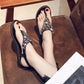 Women's Flat Flip-on Sandals Rhinestone One Word Buckle Beach Shoes Summer Non-slip Comfortable Wear-resistant Sandals
