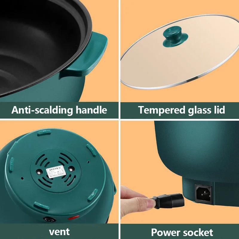 400W/800W Dual-levels Electric Heat Pot 20cm Mini Non-stick Cookware Boiling Soup Pot for One Person