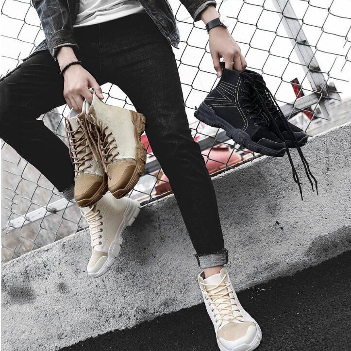 Autumn and Winter Men's Martin Boots Warm Working Boots Lace Up Men's Combat Boots High Top Shoes