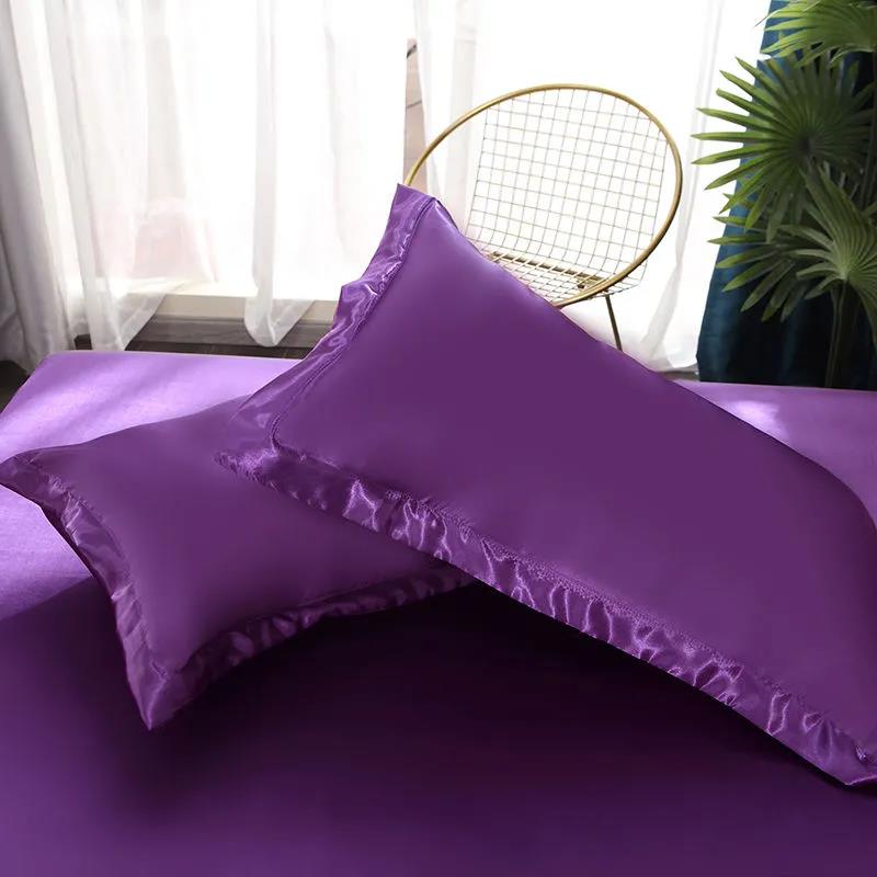 Summer Solid Color Washed Ice Silk Pillowcase Tencel Pillow Core Pillowcase Single Double Pair Machine Washable Pillowcase