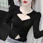 Women's Spring and Autumn Solid Color T-shirt Slim Long Sleeve Top