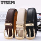 Fashion Men Women Buckle-Free Elastic Belt Leather Waistband for Jeans Pants
